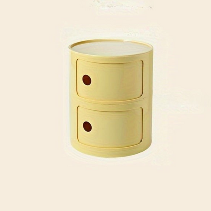 Ronde Nachtkast met Kunststof Lades en Modern Design