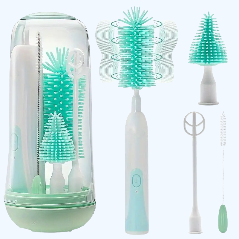 Elektrische Flesborstel – UV Sterilisatie, Siliconen en ABS – Ideaal voor Hygiënische Babyverzorging