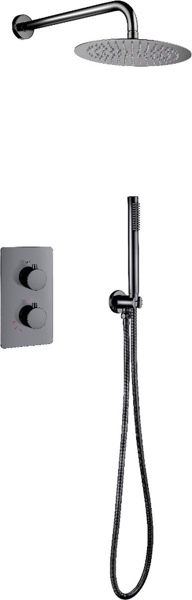 VoordeelPaleis® Inbouw Regendouche Set Creavit Aloni met Handdouche en Wanduitloop Gunmetal Grijs
