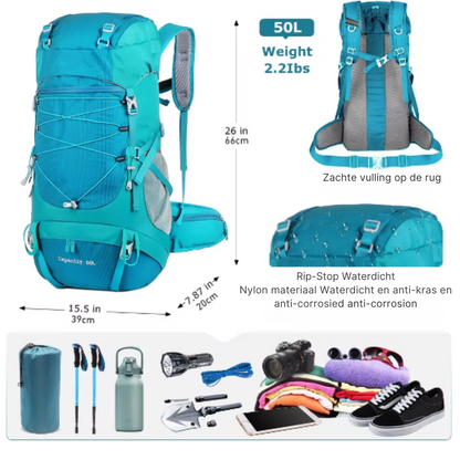 50L Backpack - Ruime Outdoor Rugzak voor Trekking en Avonturen