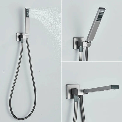 VoordeelPaleis® Doucheset Manhattan 10 inch regendouche vierkant 3-weg Gun Metal inbouw