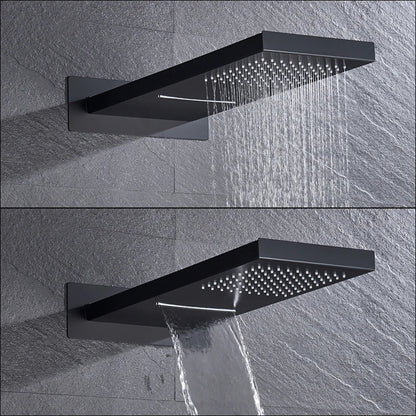 SaniSupreme Doucheset BlackLine Wellness  regendouche en waterval  vierkant 3-weg zwart inbouw