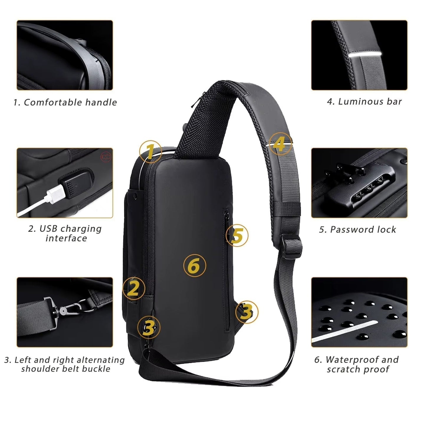 Safira dames crossbody reistas – Waterdicht & anti-diefstal met verstelbare band
