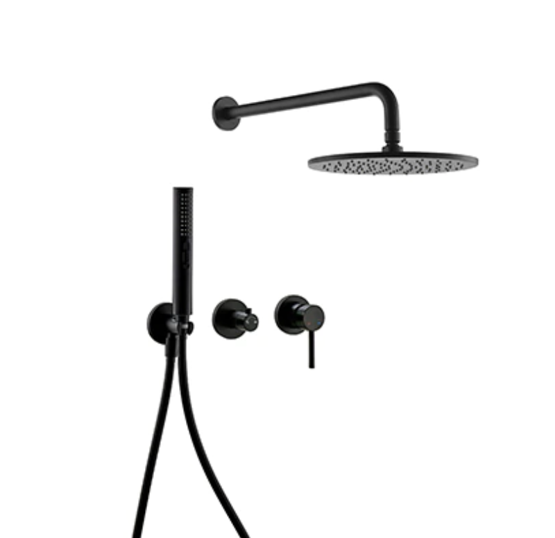 VoordeelPaleis® Doucheset Montana 10 inch / 25 cm regendouche rond 2-weg zwart inbouw