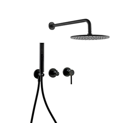 VoordeelPaleis® Doucheset Montana 10 inch / 25 cm regendouche rond 2-weg zwart inbouw