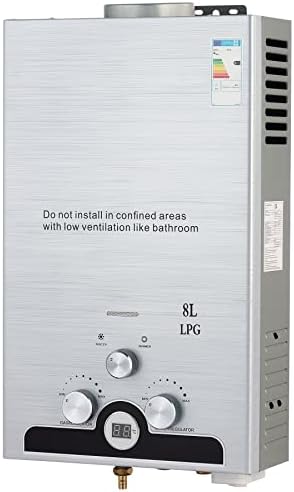 VoordeelPaleis LPG Geiser 8 tot 18L – Tankloze Gasboiler met LED Display | Instant Warm Water | CE-gekeurde Doorstroom Verwarmer voor Propaan & Butaan