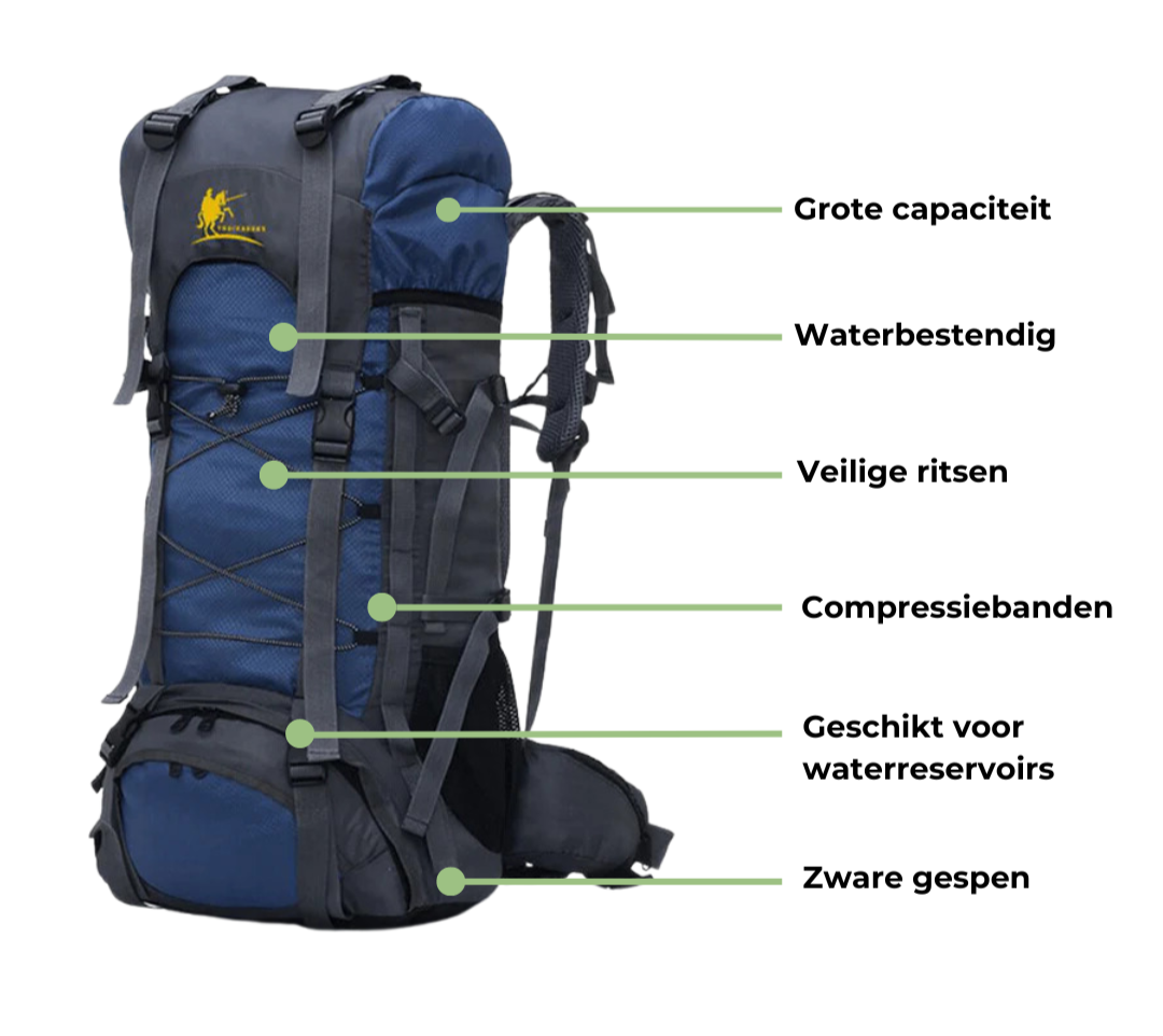 60L Backpack - Trekking & Wandelrugzak | Ruim, Duurzaam en Praktisch
