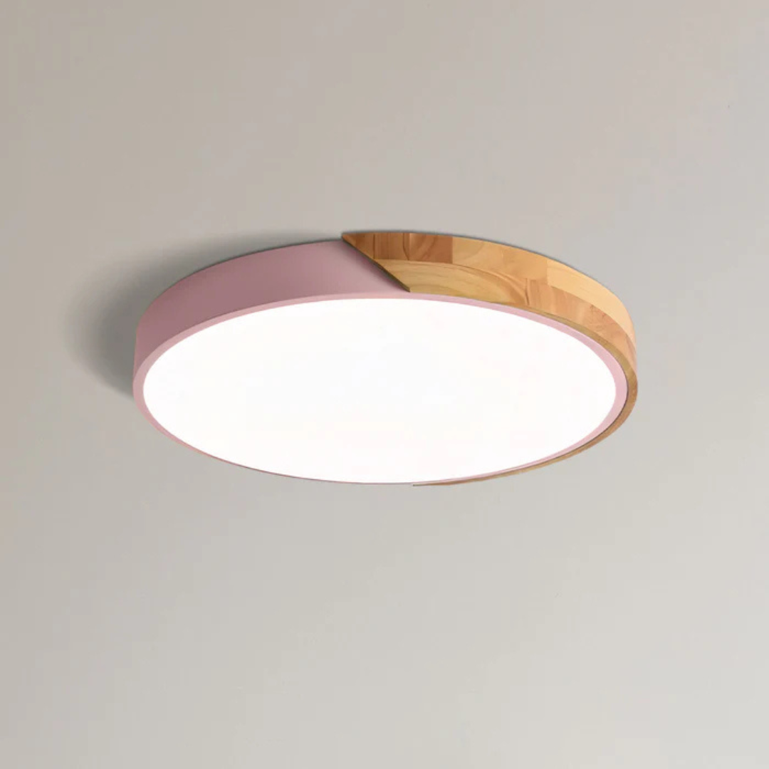 Scandinavische LED Plafondlamp met Hout – Stijlvolle Plafonnière voor Sfeervolle Verlichting