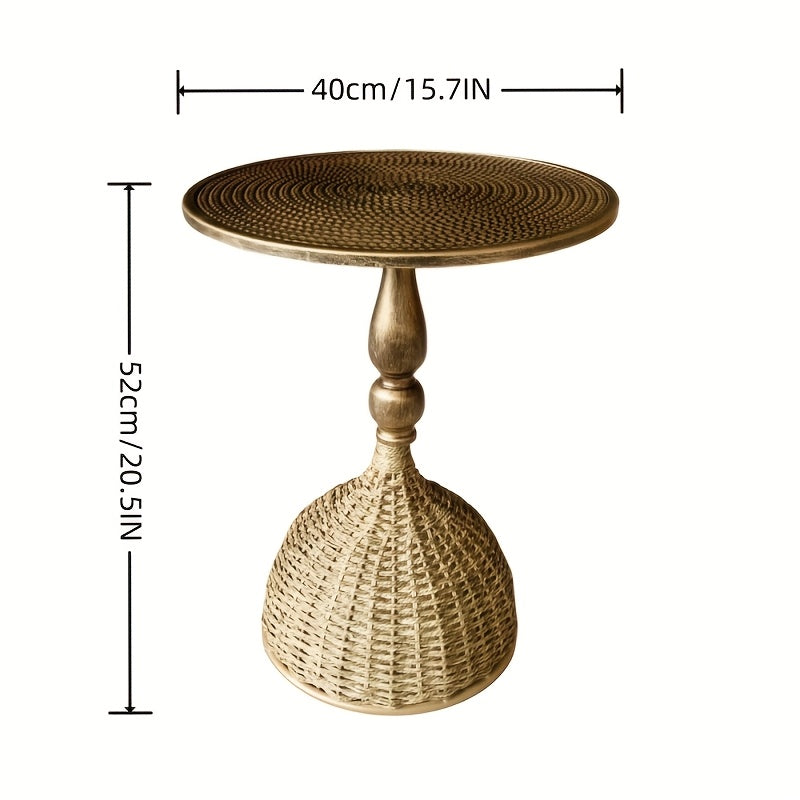 Ronde Koffietafel van Watergras met IJzeren Frame – 52 cm Hoog