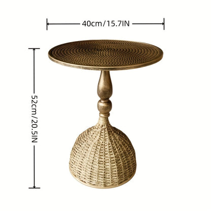 Ronde Koffietafel van Watergras met IJzeren Frame – 52 cm Hoog