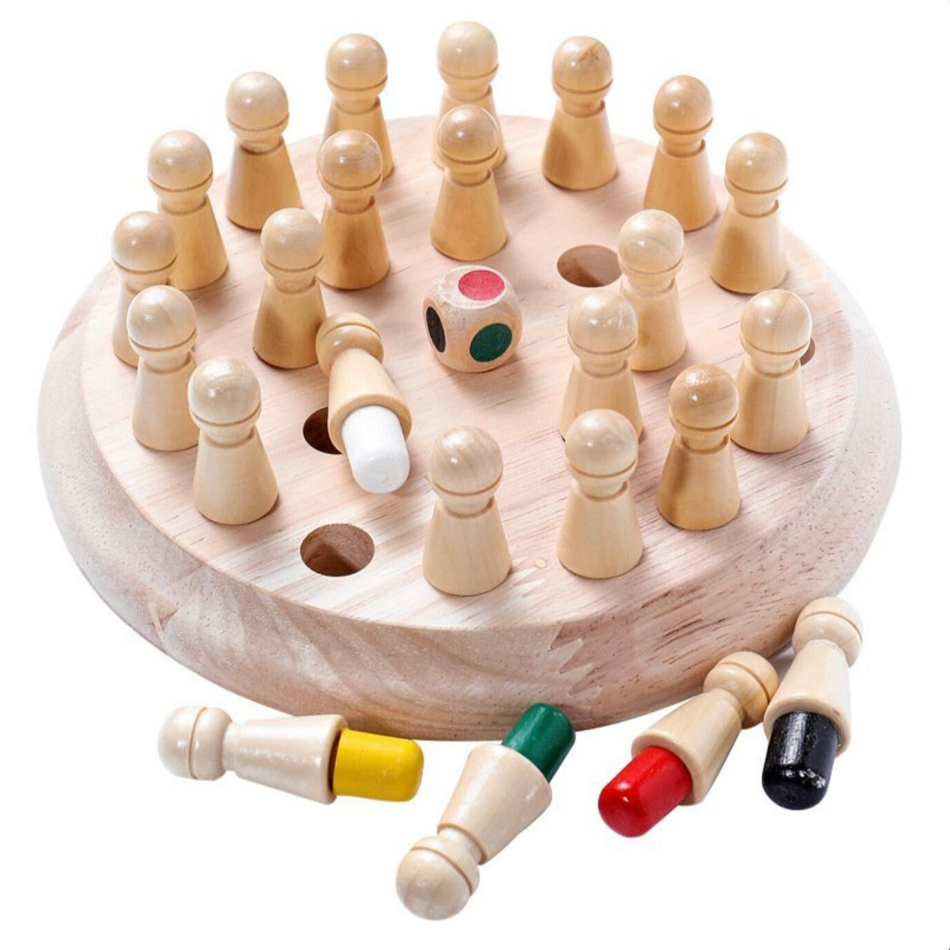 Geheugenspel – Houten Spel met Kleurrijke Speelstenen, Bevorderd Geheugen en Probleemoplossend Vermogen