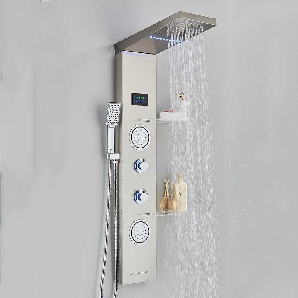 Douchepaneel Regendouche VoordeelPaleis® Carls LCD Premium RVS Brushed
