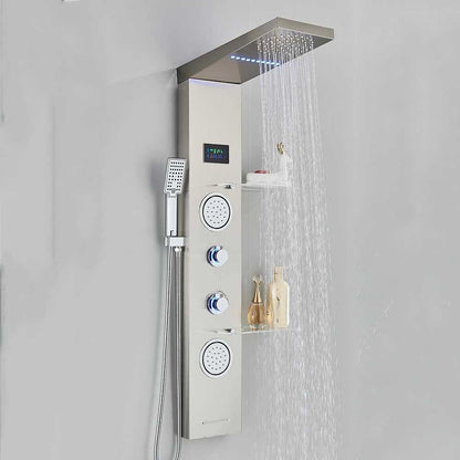 Douchepaneel Regendouche VoordeelPaleis® Carls LCD Premium RVS Brushed