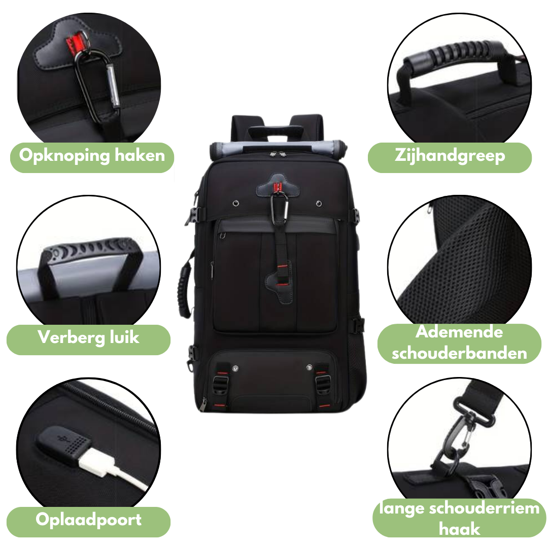 Outdoor Rugzak - 50L | Waterdicht met USB-poort voor Avontuurlijke Reizen