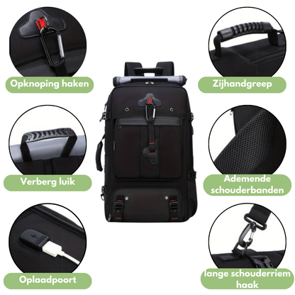 Outdoor Rugzak - 50L | Waterdicht met USB-poort voor Avontuurlijke Reizen