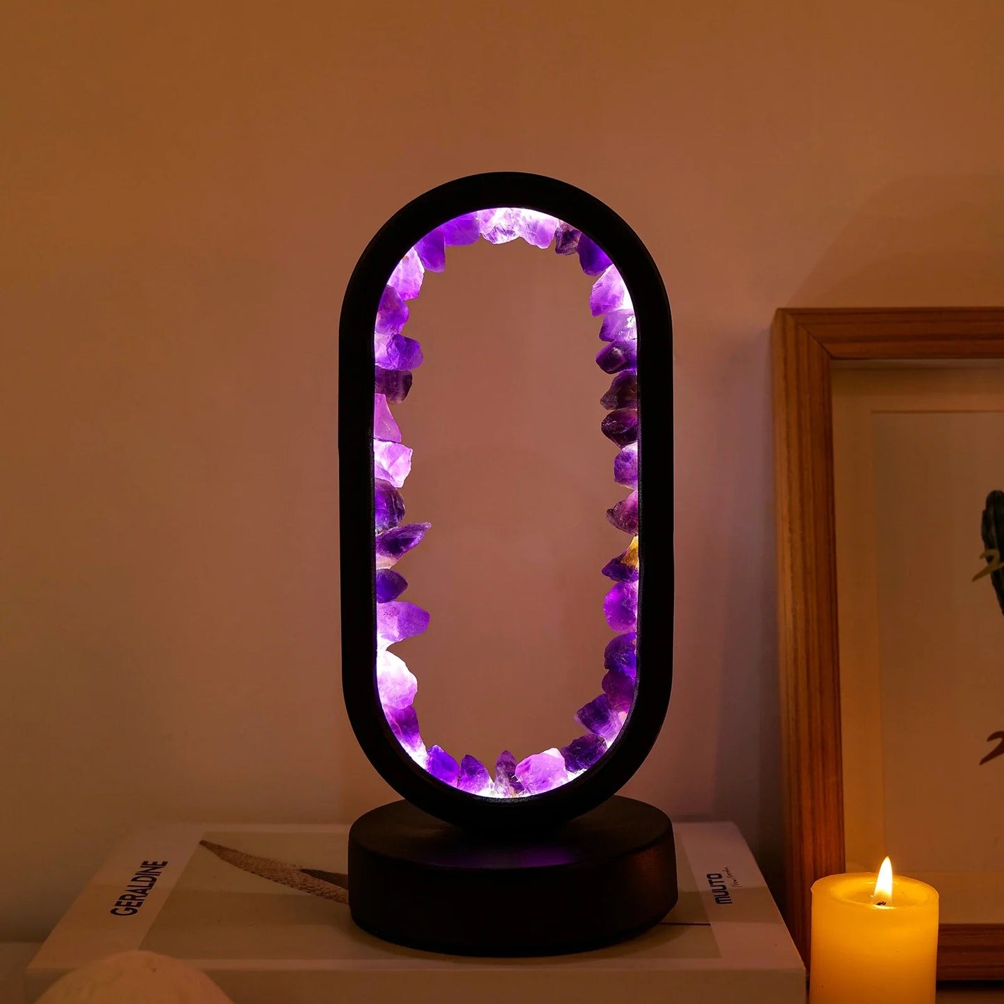 KristalGloed – Handgemaakte amethist sfeerlamp voor ontspanning en rust