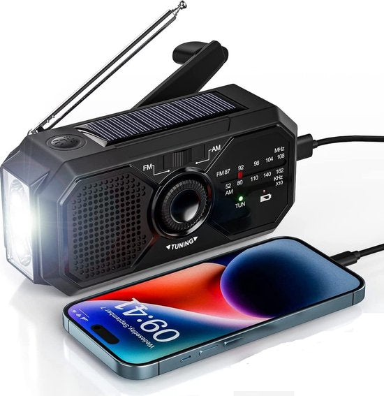 Draagbare Noodradio - Solar & Opwindbaar voor Noodsituaties