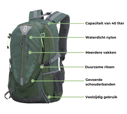 Outdoor Rugzak - 40L | Ruim, Duurzaam en Waterbestendig voor Avonturen