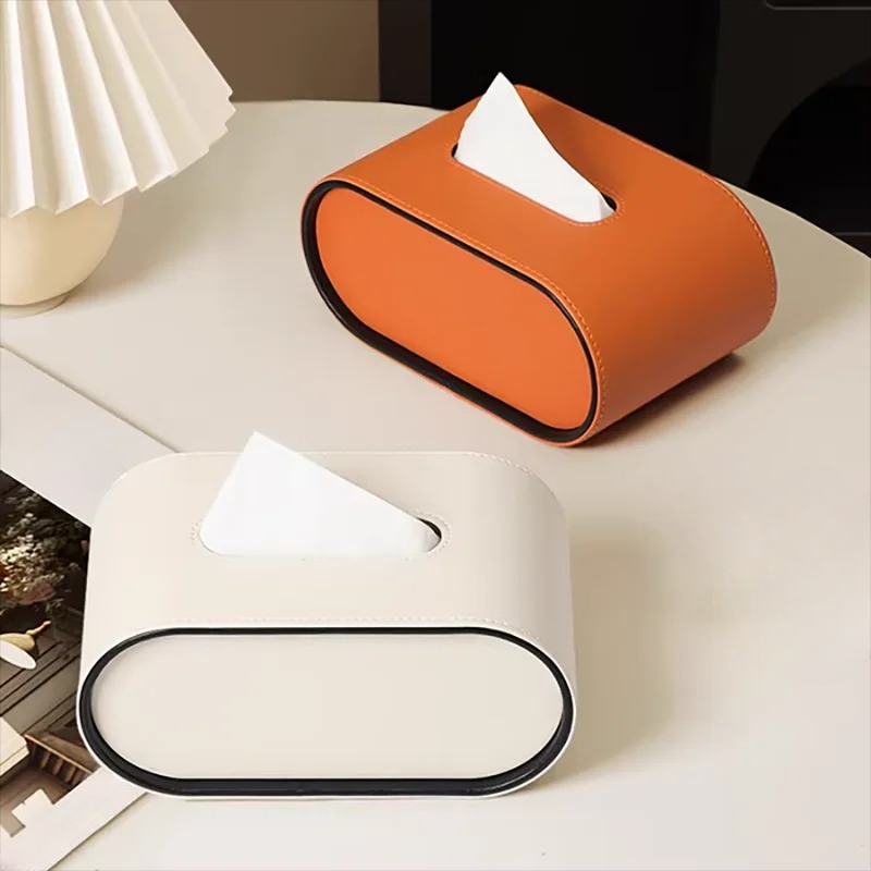 TissuLuxe Ovaal – Leren Tissuedooshoes voor Woonkamer, Auto & Kantoor