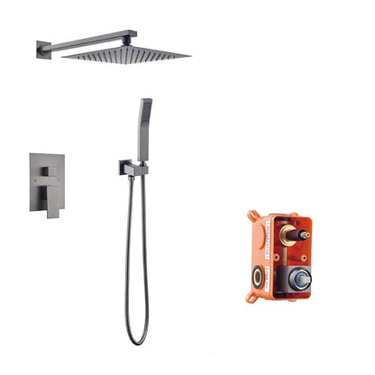 VoordeelPaleis® Doucheset Manhattan 10 inch regendouche vierkant 3-weg Gun Metal inbouw