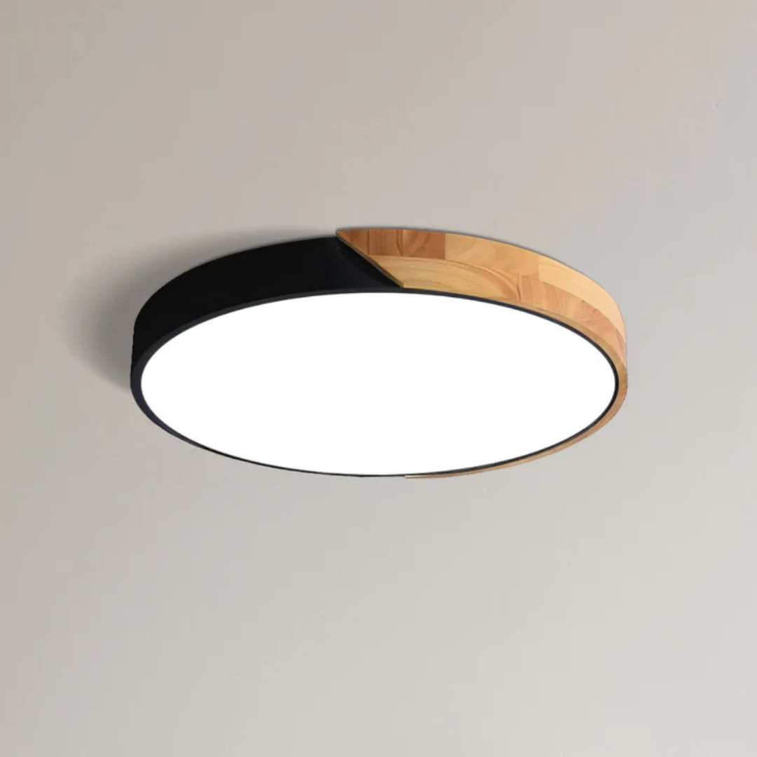 Scandinavische LED Plafondlamp met Hout – Stijlvolle Plafonnière voor Sfeervolle Verlichting