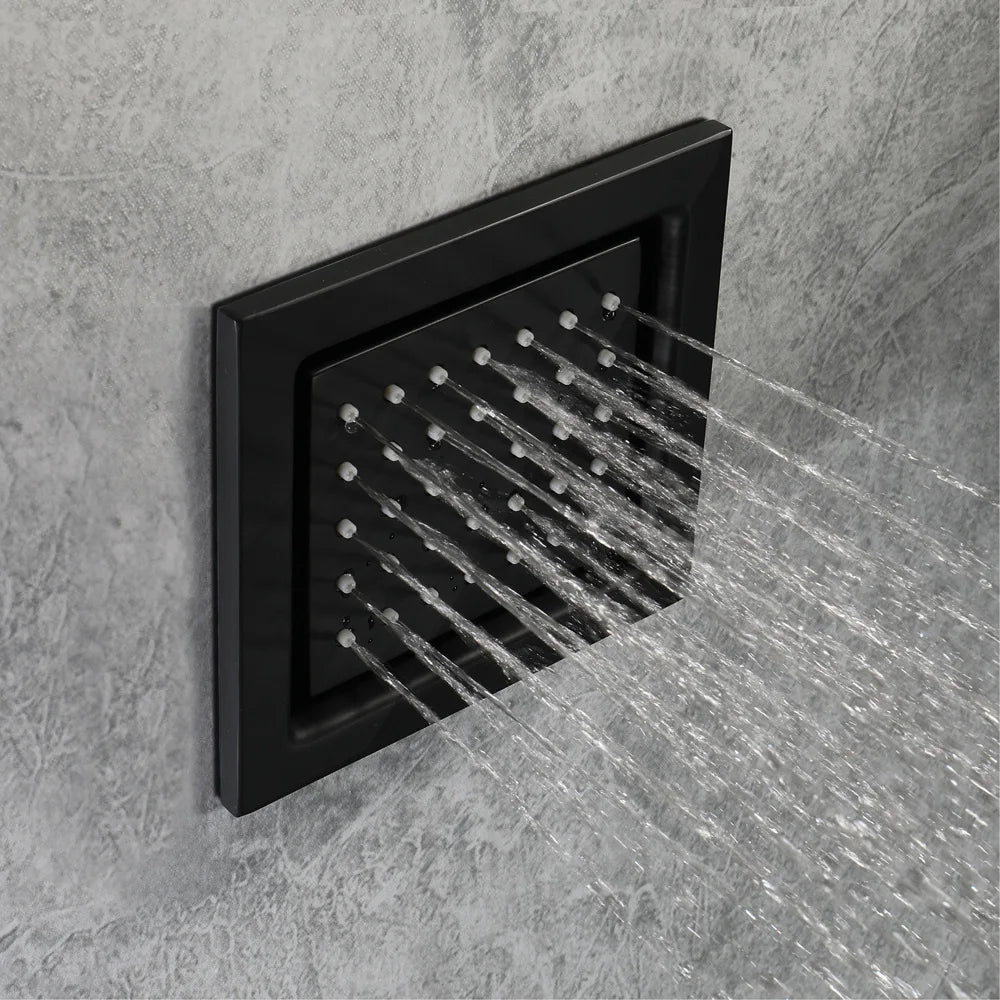 VoordeelPaleis® AquaTherme Plafond Thermostatische Doucheset Venetie 3 weg Inbouw Plafond LED regendouche Mat Zwart