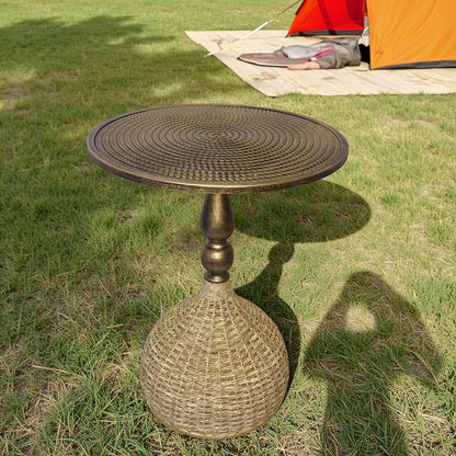 Ronde Koffietafel van Watergras met IJzeren Frame – 52 cm Hoog