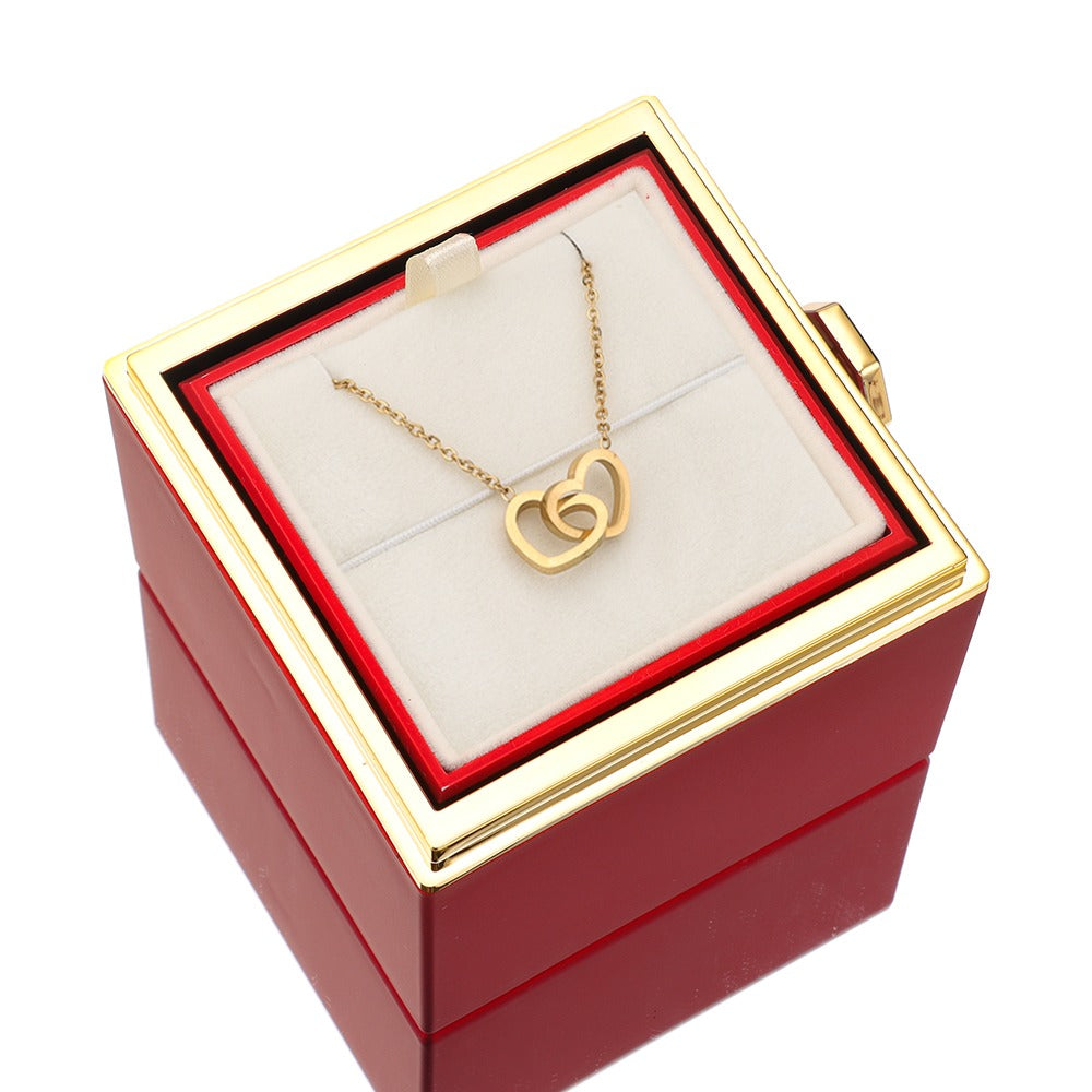 Lunavia Sieradendoos met Eeuwige Roos en Hart Ketting – 14k Witgoud & 18k Goud Afwerking