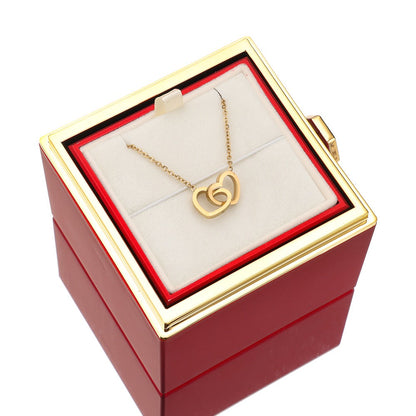 Lunavia Sieradendoos met Eeuwige Roos en Hart Ketting – 14k Witgoud & 18k Goud Afwerking