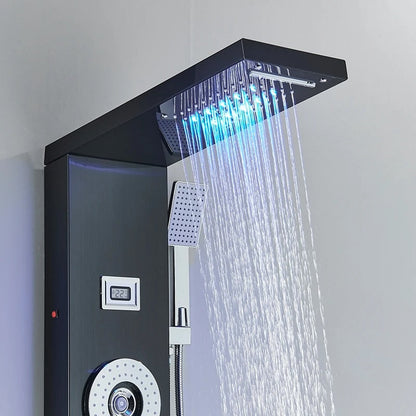 Douchepaneel Regendouche VoordeelPaleis® Venetia zwart met LED verlichting en Display