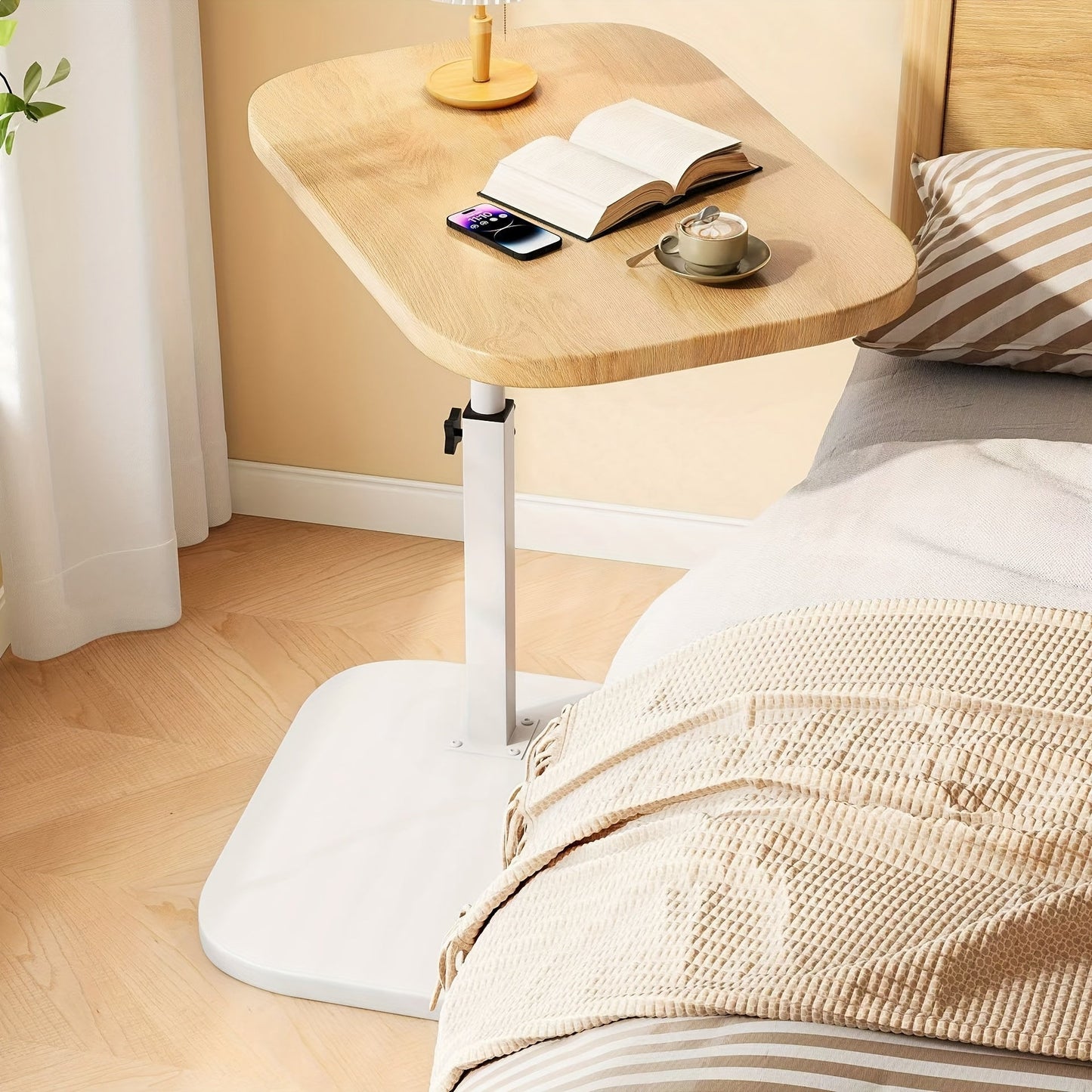 Verstelbare ComfortTafel – Houten Bijzettafel met Metalen Frame