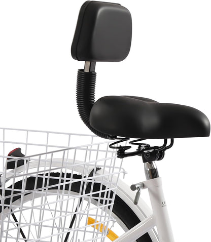 Volwassen Driewieler – 24 Inch | 3 Wielen Fiets met Versnellingen & Grote Mand | Verstelbaar & Comfortabel | Tot 120 kg Draagvermogen