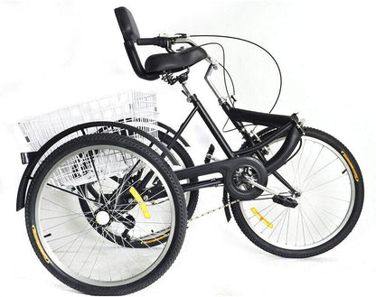 Opvouwbare 24 Inch Driewieler – 7 Versnellingen | Grote Mand & Aluminium Stuur | Comfortabel & Ruimtebesparend | Tot 120 kg