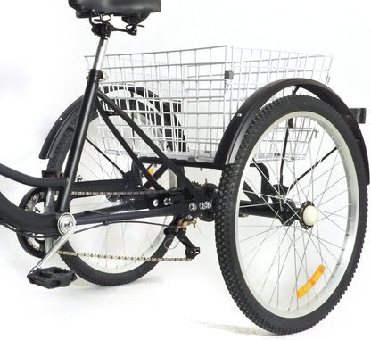 Opvouwbare 24 Inch Driewieler – 7 Versnellingen | Grote Mand & Aluminium Stuur | Comfortabel & Ruimtebesparend | Tot 120 kg