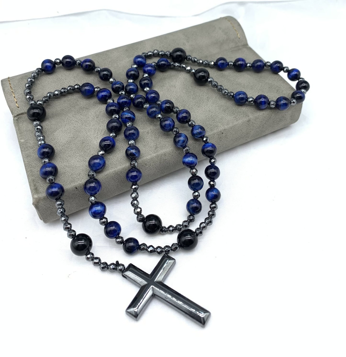 Orion Spirituele Ketting met Tijgeroog & Lapis Lazuli – Heren Rozenkrans
