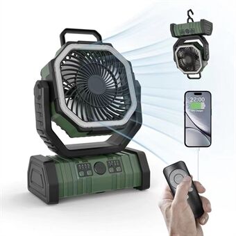 PowerBreeze Camping Ventilator met LED & Powerbank – 20000mAh, Draaibaar & Oplaadbaar