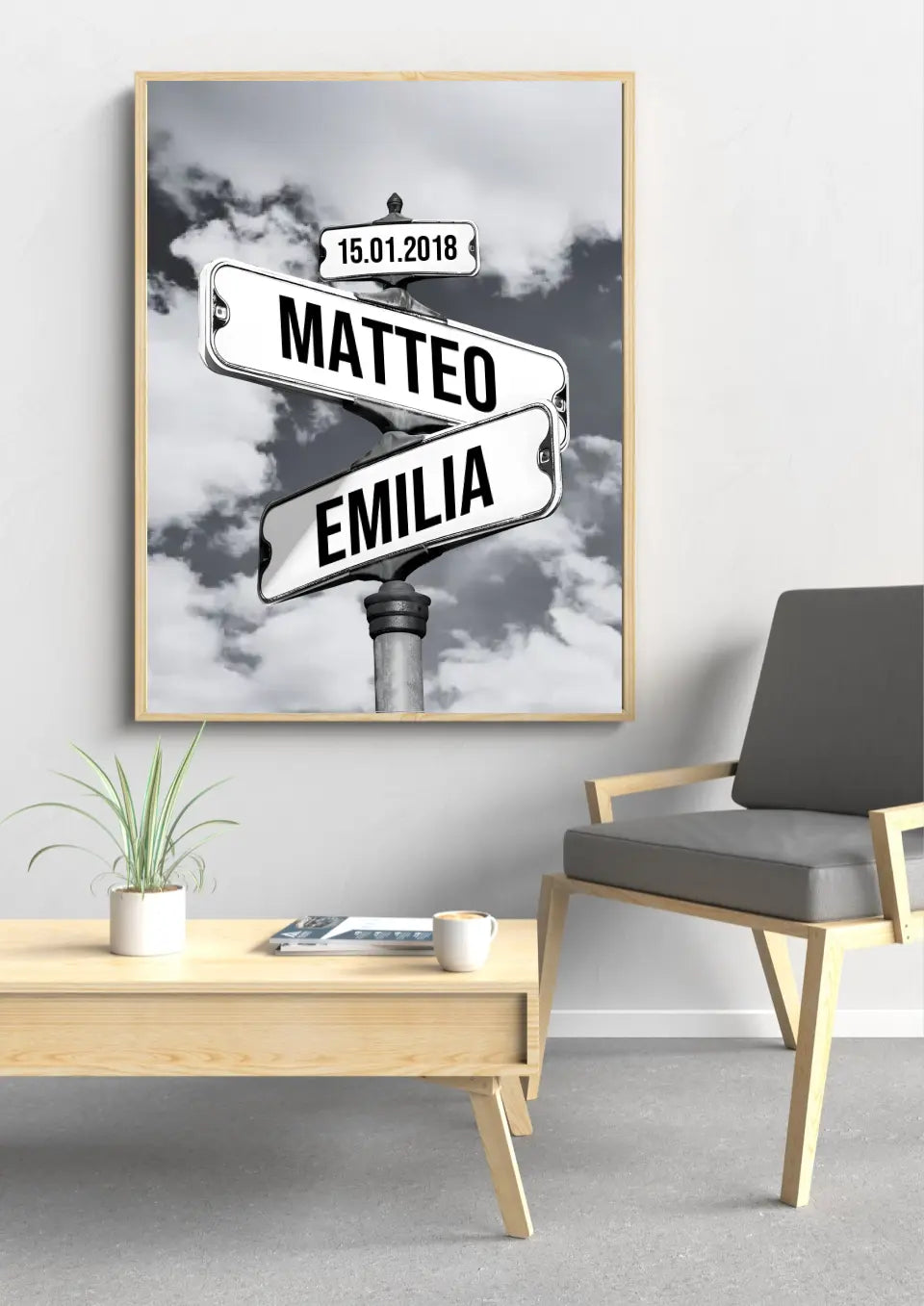 Persoonlijke Familieposter met Naam & Datum – Keuze uit 4 Achtergronden
