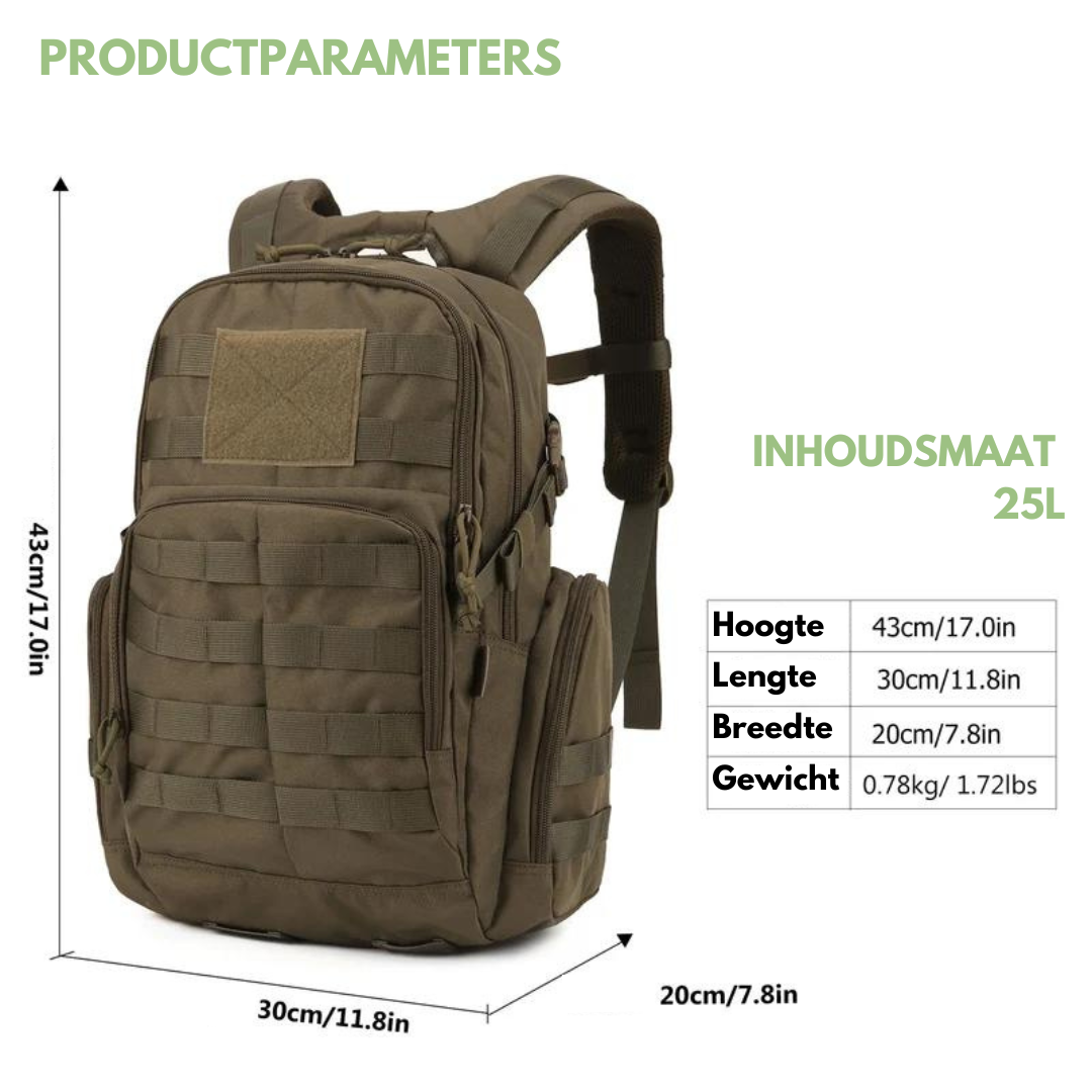 Tactische Rugzak 25L - Waterafstotend met MOLLE Systeem
