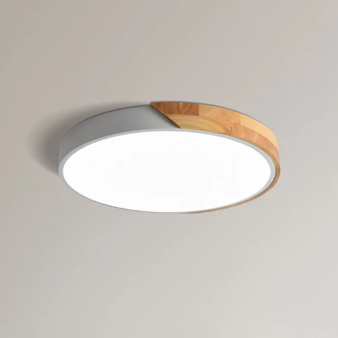 Scandinavische LED Plafondlamp met Hout – Stijlvolle Plafonnière voor Sfeervolle Verlichting