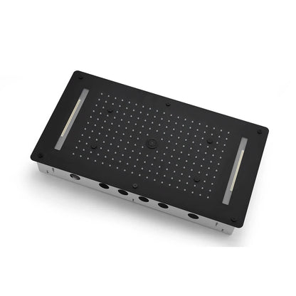 SaniSupreme® AquaTherme Plafond Thermostatische Doucheset Napels 6 weg Inbouw Plafond LED regendouche Mat Zwart