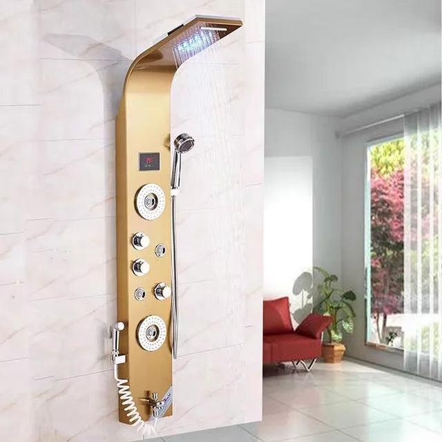 Douchepaneel Regendouche VoordeelPaleis® Palermo LCD Premium Goud Brushed