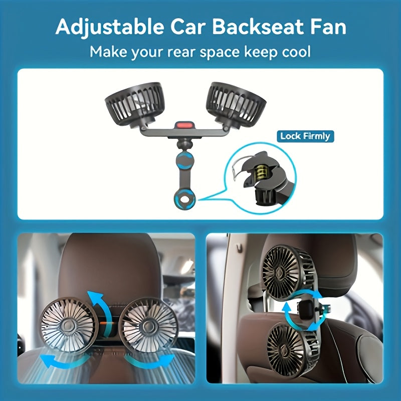 KoelFlex dubbele autoventilator – 360° verstelbaar, stil & USB-aangedreven