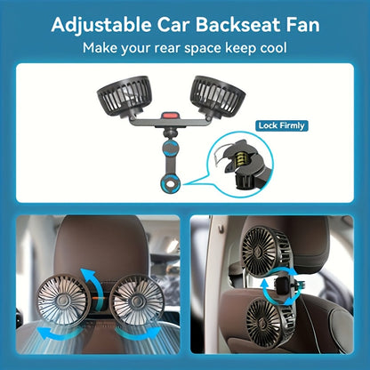KoelFlex dubbele autoventilator – 360° verstelbaar, stil & USB-aangedreven