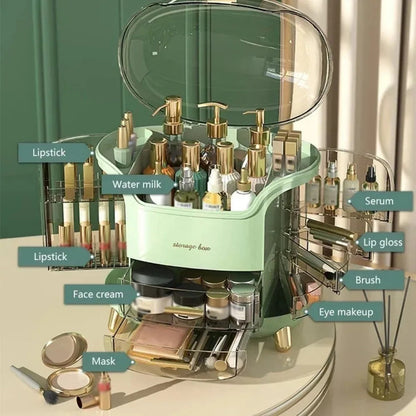 Luxe Transparante Make-up Organizer met Draaideuren en Lades