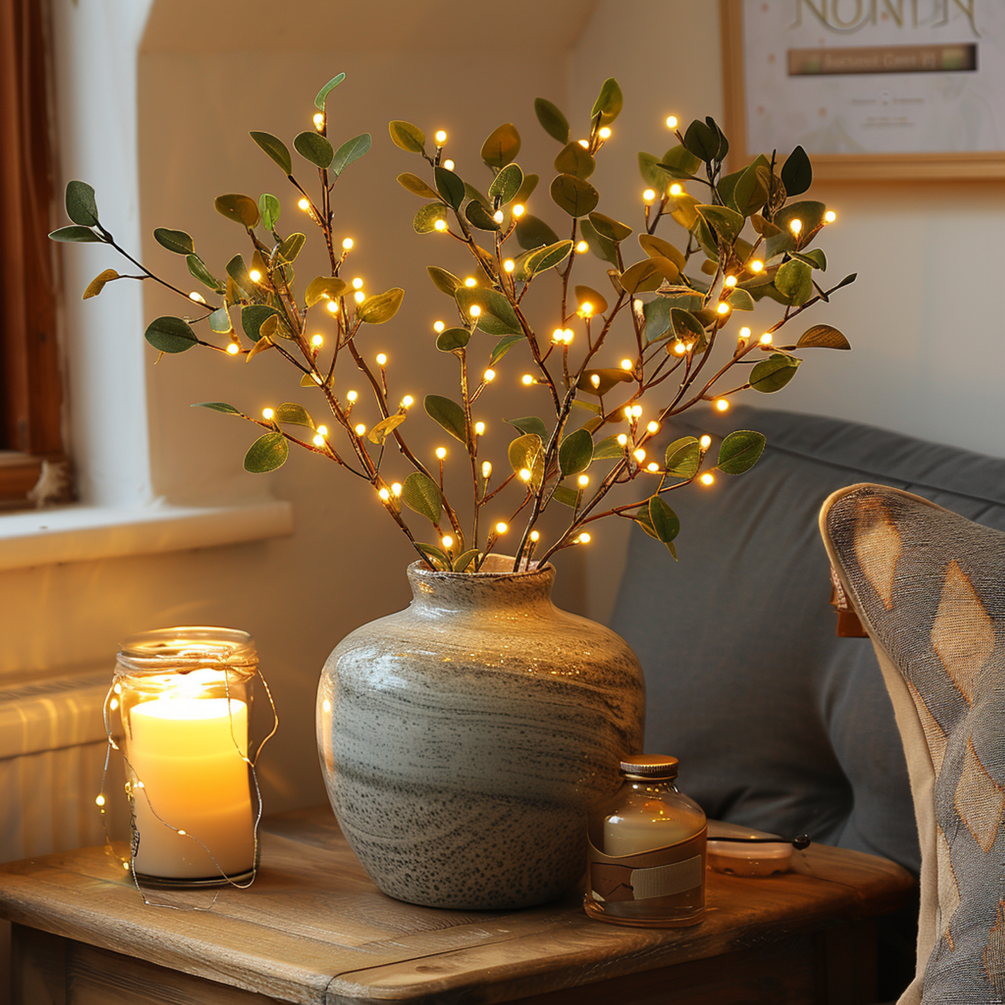 OlivaFairy Sfeerlamp met Olijftakken en LED-verlichting