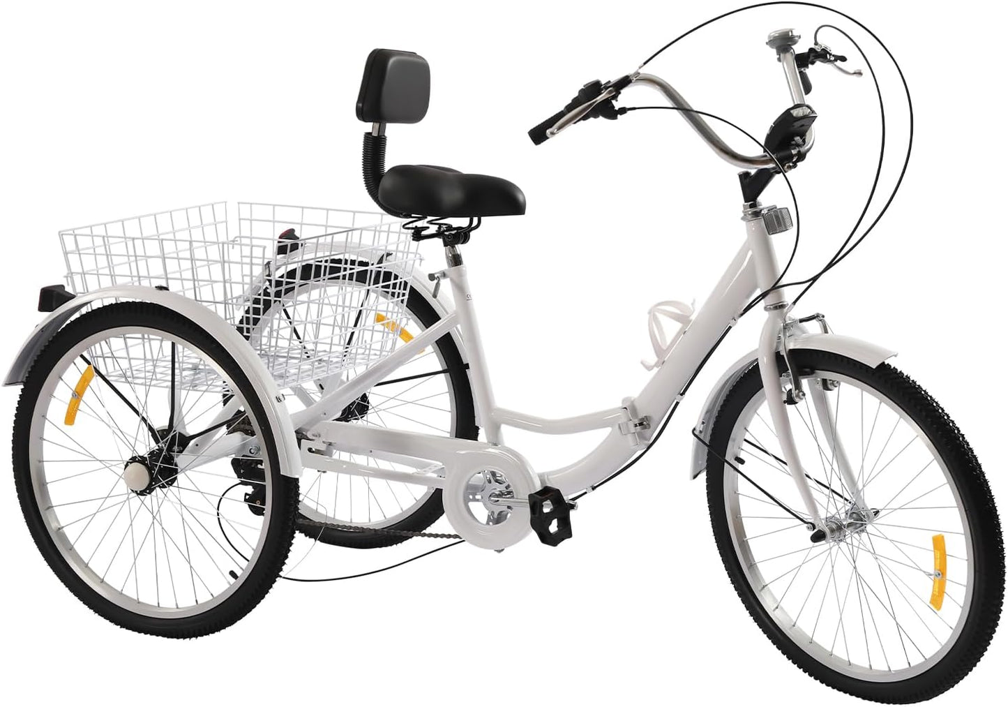 Volwassen Driewieler – 24 Inch | 3 Wielen Fiets met Versnellingen & Grote Mand | Verstelbaar & Comfortabel | Tot 120 kg Draagvermogen