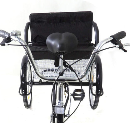 Comfortabele Driewieler voor Volwassenen – 20 Inch | Met Kinderzitje & Ruime Mand | Ideaal voor Senioren