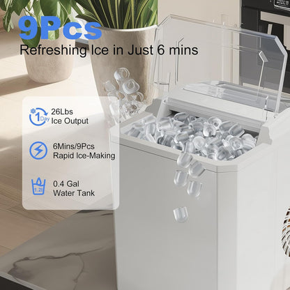 IceQuick | Snelle Tafel IJs Maker met Zelfreiniging & Kogelvormige IJsblokjes