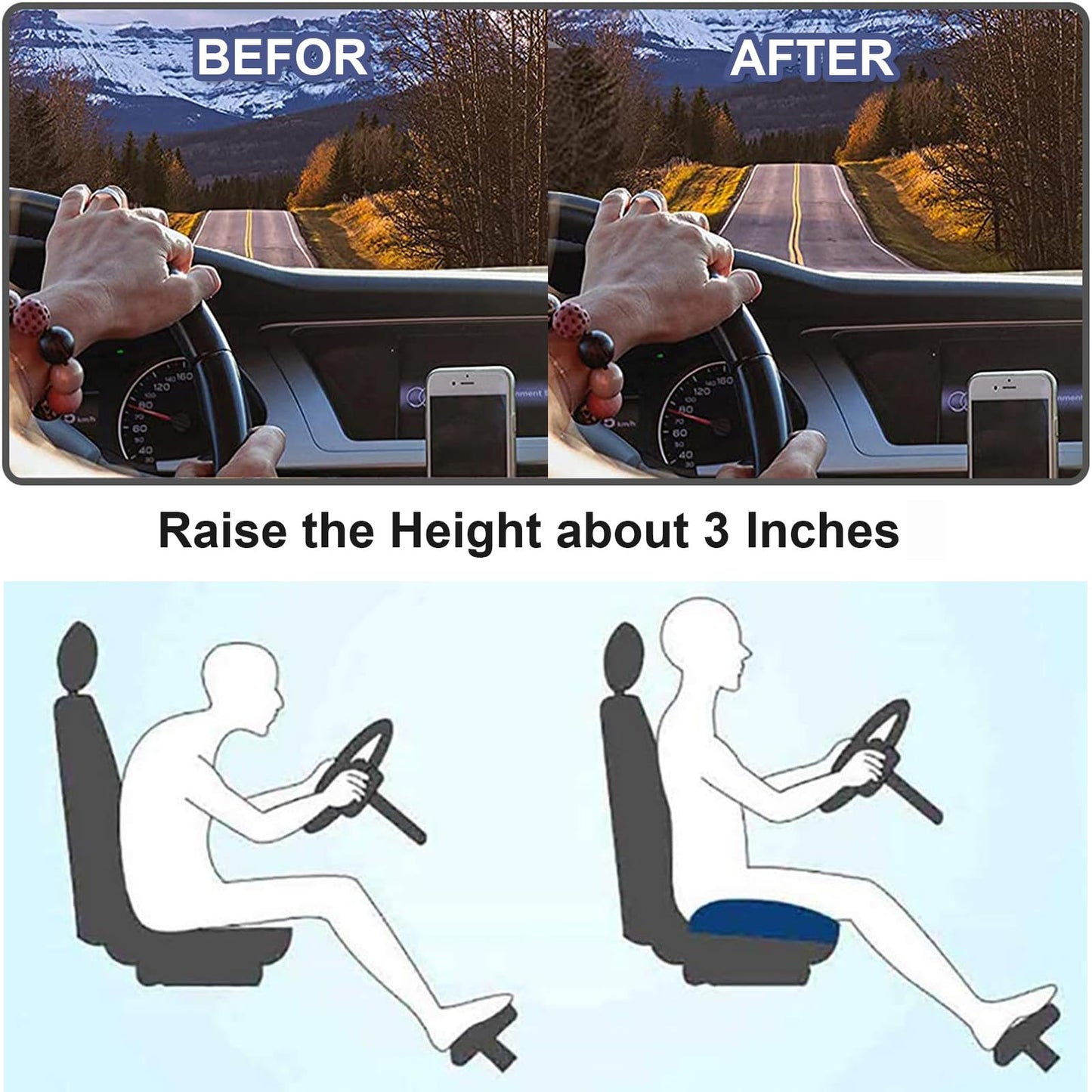 Autokussen VerhoogZit – Ergonomisch Zitverhoger Kussen met Geheugenfoam