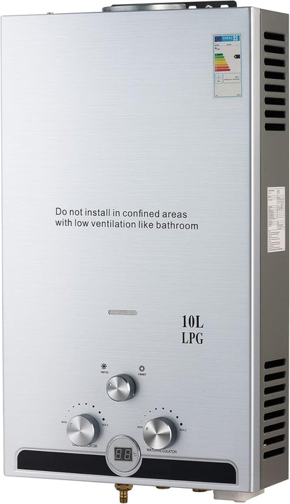 VoordeelPaleis LPG Geiser 8 tot 18L – Tankloze Gasboiler met LED Display | Instant Warm Water | CE-gekeurde Doorstroom Verwarmer voor Propaan & Butaan